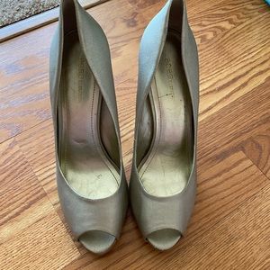 BCBGeneration gold peep toe heels